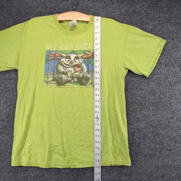 Gildan Wild About Education T-Shirt Mens Medium Short Sleeve Green Indianapolis - Picture 9 of 11
